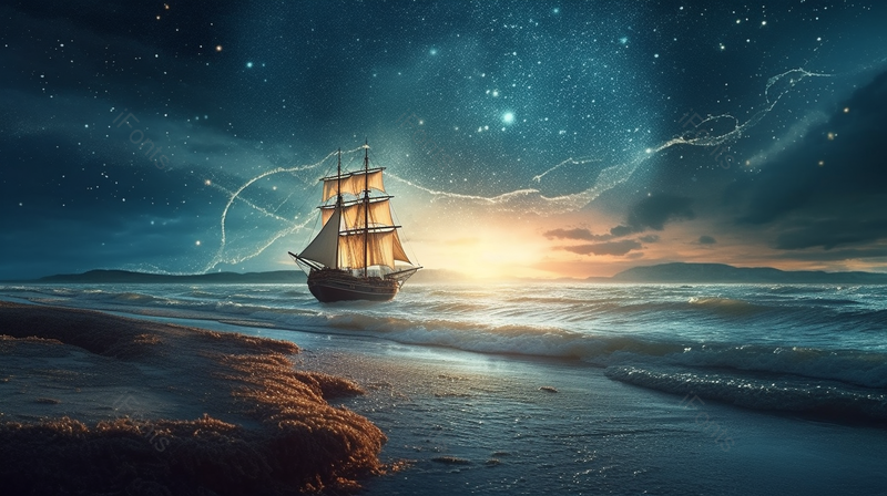 远处的夜间帆船仍然在扬帆起航夜间照片图像,插画/手绘图,插画/手绘图库,插画/手绘图下载,插画/手绘